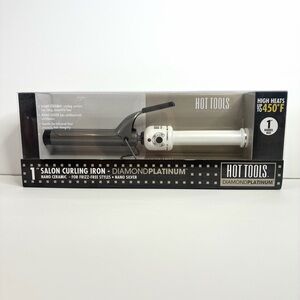 Hot Tools Diamond Platinum 1" Salon Curling Iron White & Silver Gray NEW